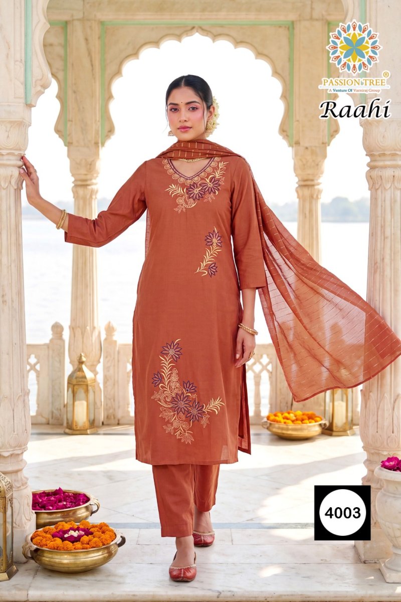 Raahi Vol 4 By Passion Tree Roman Silk Kurti With Bottom Dupatta